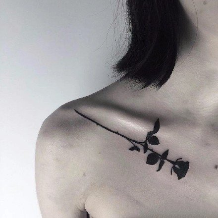 点击大图看下一张：黑玫瑰纹身--精致的一组黑玫瑰纹身图案欣赏