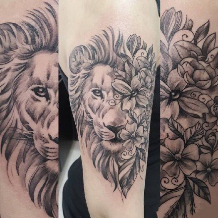点击大图看下一张：狮子纹身图--十二星座之狮子座的创意狮子纹身图案