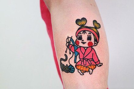 点击大图看下一张：很可爱的卡通小女孩萌萌哒纹身图案9张