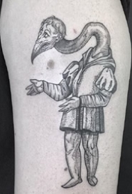 3张创意黑灰中世纪神秘怪兽纹身图案-墨西哥纹身师vanpire作品