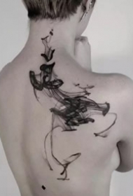 烟雾纹身--一组水墨抽象风格烟雾纹身图案作品