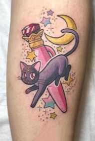 可爱卡通小猫咪纹身--猫露娜与亚提密斯的卡通纹身图案