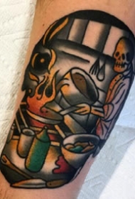 创意骷髅纹身--国外纹身艺术家Sam Kane的彩色骷髅创意纹身图案
