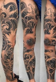传统风格的一组男性花臂和花腿纹身图案欣赏