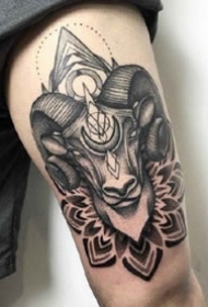一组手臂上的黑灰动物纹身作品图片欣赏