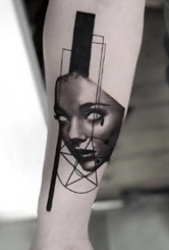 几何图形里的黑灰欧美写实纹身图案欣赏