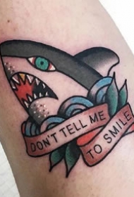 彩色的一组各种形态的鲨鱼纹身图案作品