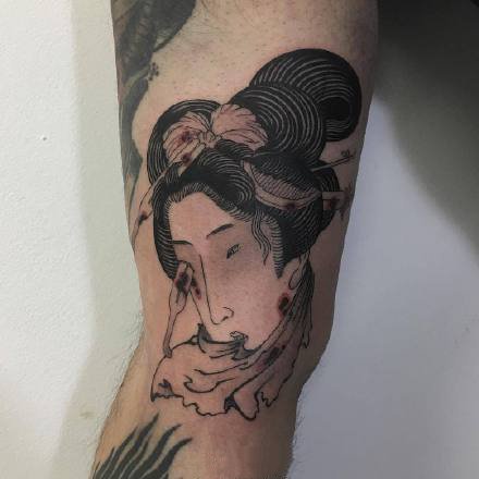 点击大图看下一张：来自日本的艺伎生首纹身图案作品9张