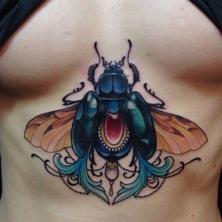 点击大图看下一张：一组彩色昆虫动物系列的school纹身图案欣赏