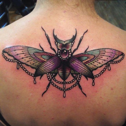 点击大图看下一张：一组彩色昆虫动物系列的school纹身图案欣赏