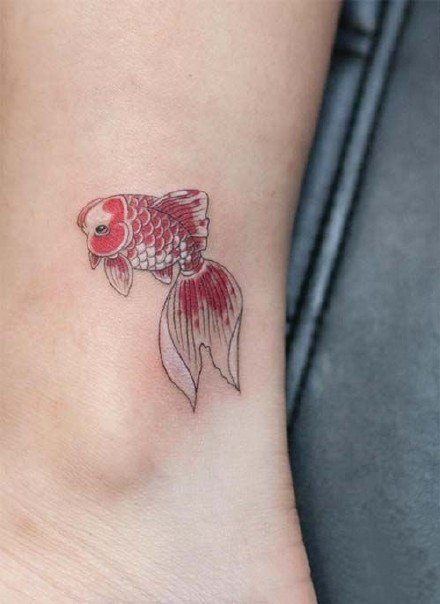 点击大图看下一张：一组金鱼相关的纹身图案作品9张