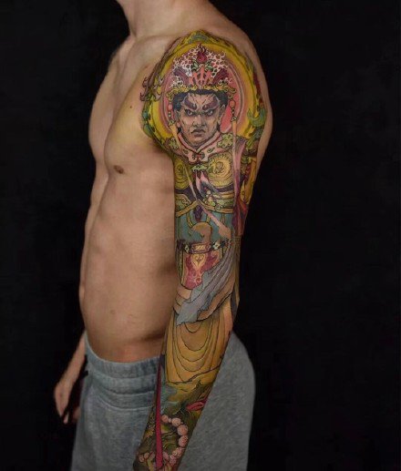 点击大图看下一张：中式传统风格花臂纹身图案作品9张