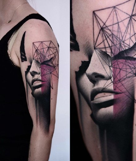 点击大图看下一张：虚幻的垃圾波尔卡纹身图案--波兰当代纹身艺术家Timur Lysenko 作品