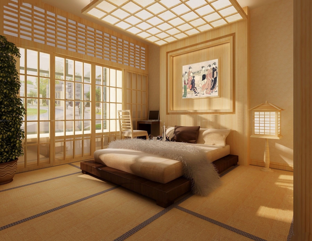 点击大图看下一张：日式简约卧室装修效果图