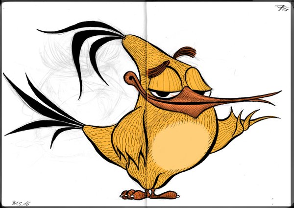 点击大图看下一张：电影《愤怒的小鸟》手绘图