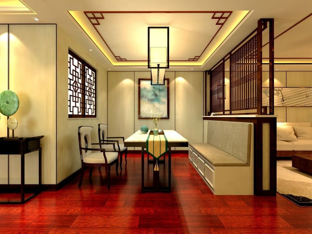 点击大图看下一张：中式餐厅装修效果图