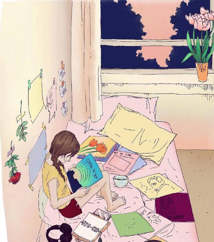 点击大图看下一张：单身女孩独自生活卡通壁纸