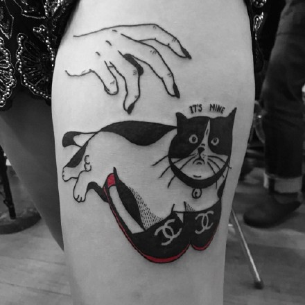 点击大图看下一张：萌萌哒的一组可爱猫咪纹身图案作品欣赏