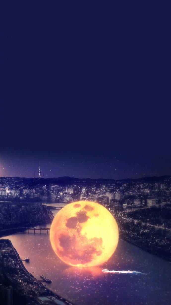 点击大图看下一张：好看的月亮与太阳的卡通壁纸