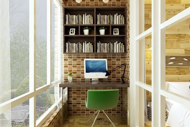 点击大图看下一张：清晰阳光的阳台书房超赞设计