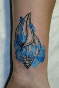 一组漂亮的海螺纹身图案作品9张