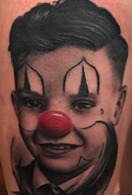 欧美风格的一组写实红鼻子小丑肖像纹身图案