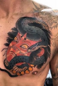 红色调的一组日式老传统纹身图案作品欣赏