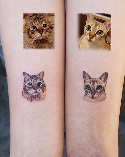 点击大图看下一张：很可爱的一组萌宠小猫咪纹身小图案9张