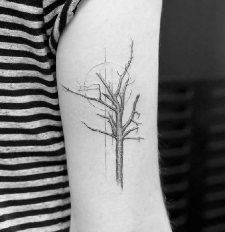 点击大图看下一张：很酷的一组小树主题的纹身图案9张