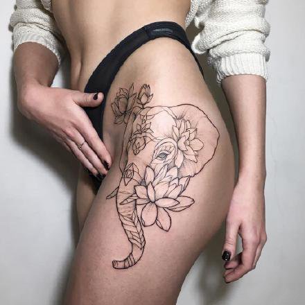 点击大图看下一张：9张女性大腿侧部的性感纹身作品图案欣赏