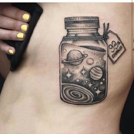 点击大图看下一张：瓶子刺青：关于瓶子的一组黑色纹身创意图案