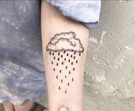 点击大图看下一张：天气纹身：关于云朵和雨点的一组天气纹身图案