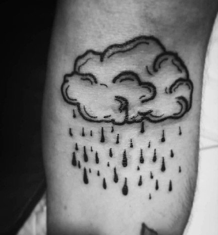 点击大图看下一张：天气纹身：关于云朵和雨点的一组天气纹身图案