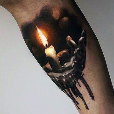 点击大图看下一张：关于蜡烛的一组创意9张蜡烛纹身作品图片