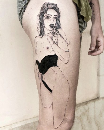 点击大图看下一张：来自意大利纹身师的一组个性女郎纹身图案