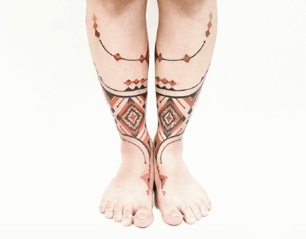 点击大图看下一张：很有亚马逊艺术灵感的一组几何图腾纹身图案