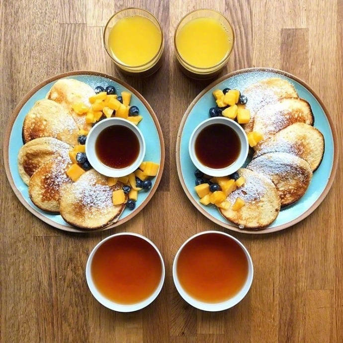 点击大图看下一张：两个人精致浪漫的早餐图片欣赏