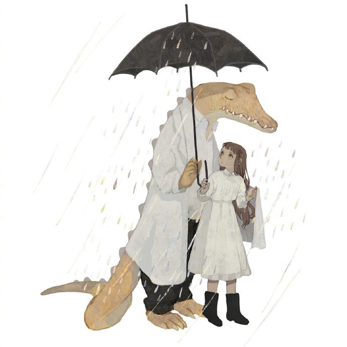 点击大图看下一张：女孩与鳄鱼特别有爱的卡通壁纸欣赏