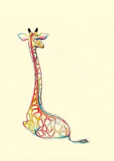 点击大图看下一张：特别呆萌可爱的长颈鹿卡通壁纸