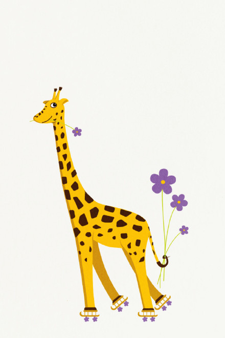 点击大图看下一张：特别呆萌可爱的长颈鹿卡通壁纸