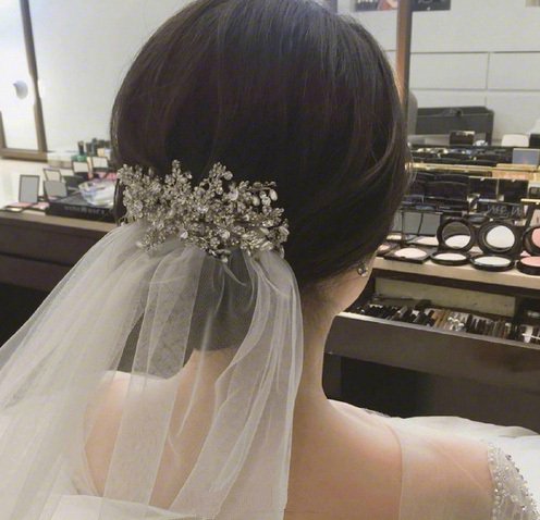 点击大图看下一张：西式大气典雅的新娘盘发造型