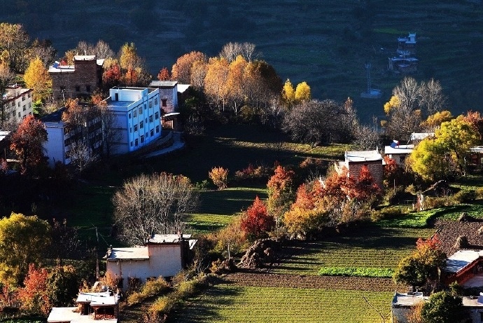 点击大图看下一张：最美的秋天，川藏线的丹巴