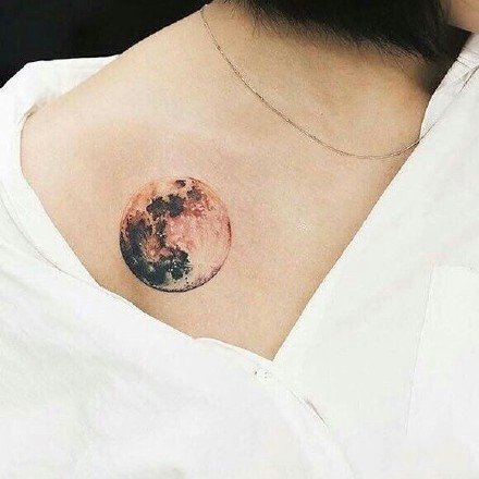点击大图看下一张：18张月亮星球元素组成的一组创意纹身图案