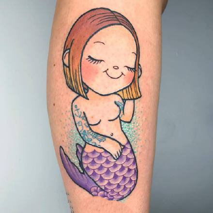点击大图看下一张：很可爱的一组小彩色卡通Q版美人鱼纹身图案