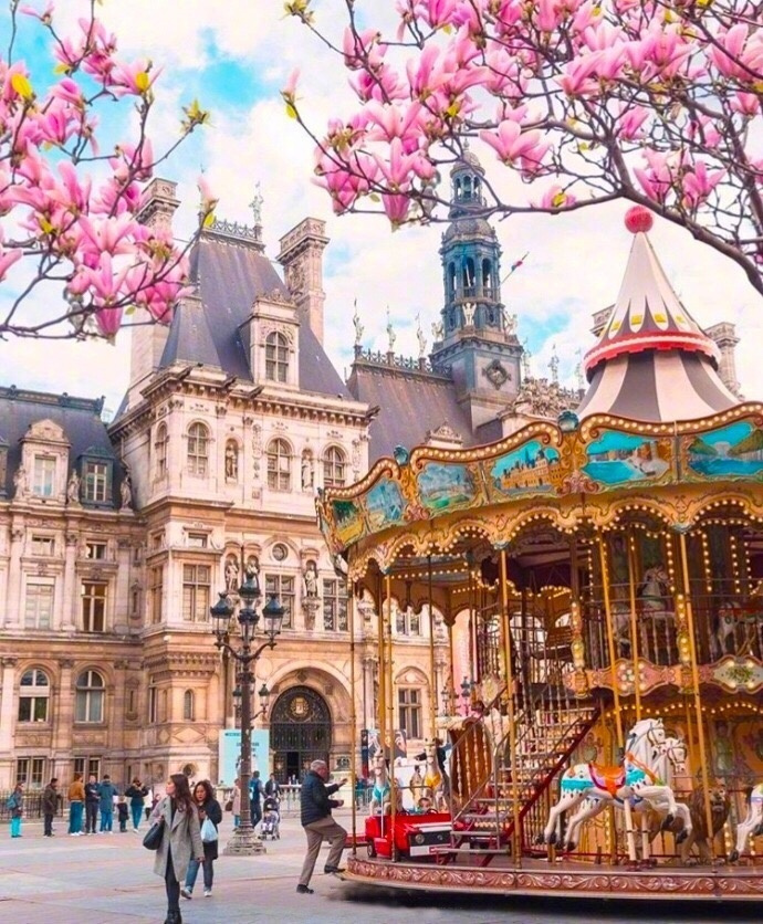 点击大图看下一张：春天的巴黎 粉粉的梦幻美拍摄图片
