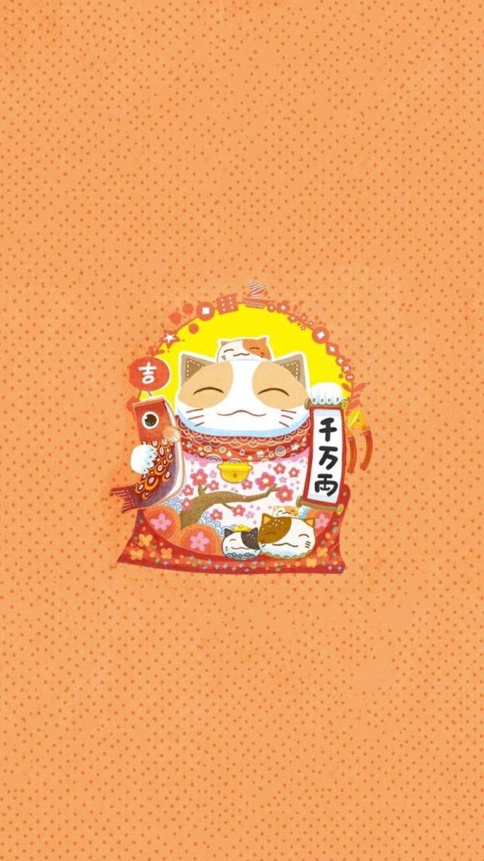 点击大图看下一张:一组超可爱超萌的卡通招财猫壁纸欣赏