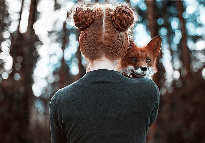 点击大图看下一张：红狐与少女，最美的化身，镜头中的童话世界