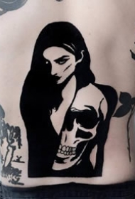深黑色的一组9张创意骷髅纹身图案欣赏