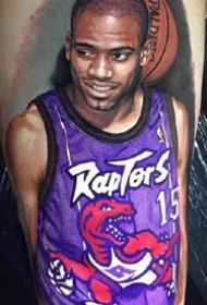 国外篮球明星的一组写实肖像纹身图案