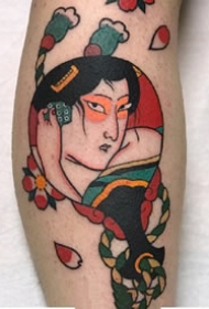 日式传统风格的一组彩色纹身图案9张